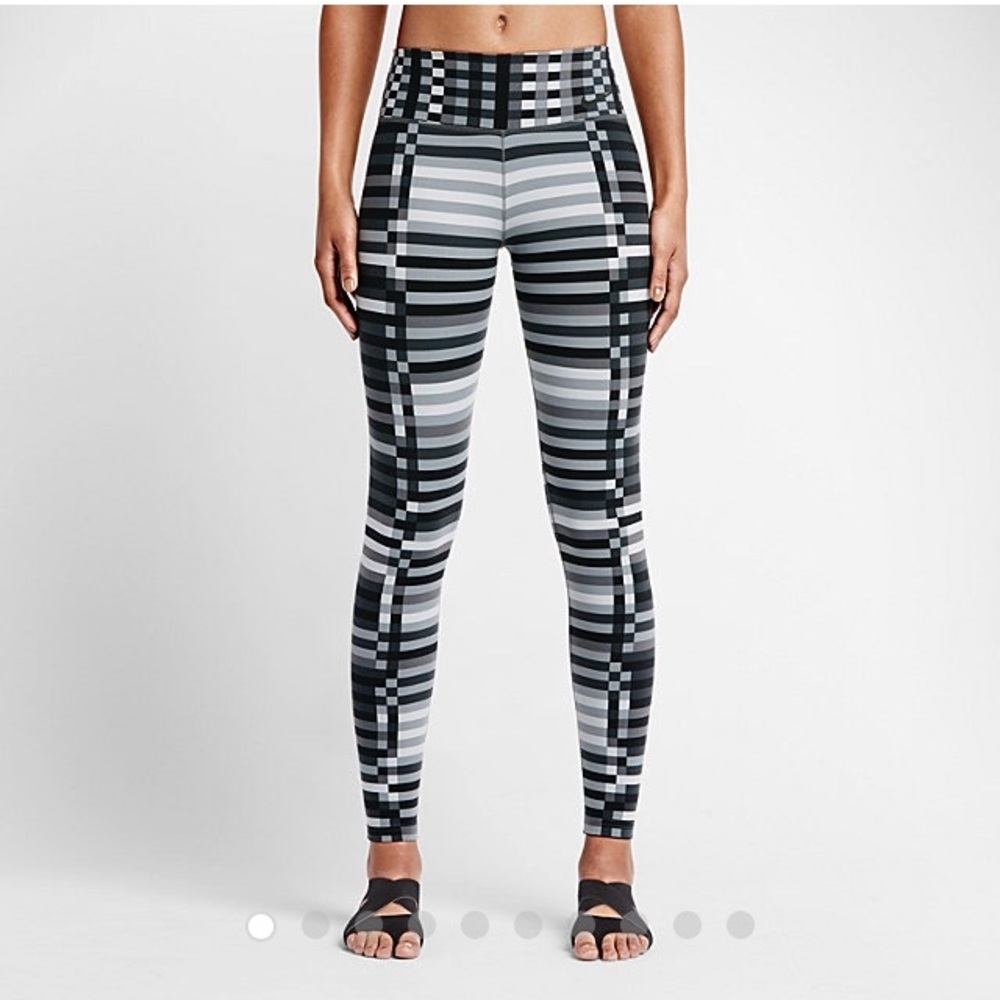 Nike Black and Gray Striped Leggings